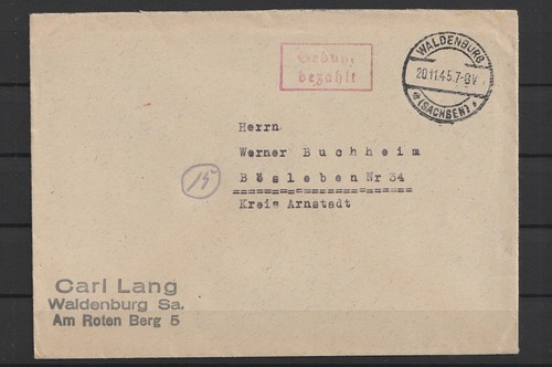 Gebühr bez brief waldenburg - gebühr, bez.