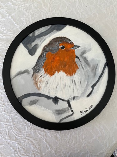 Rotkehlchen handgemalt auf