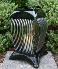 Grablicht 31cm Grablaterne Grableuchte Grabschmuck  Kerze Leuchte schwarz silber