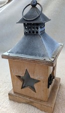 Laterne massiv Holz, Metalldach, Deko