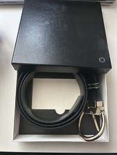 neuer MontBlanc Gürtel, wendbares Leder, schwarz, 120cm, Hufeisen Schließe 🎁🎄⛄