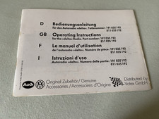 Bedienungsanleitung Autoradio VW delta 191 035 192