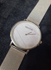 NOATAK Marmor Marble Style Uhr, Silber, 4cm Durchmesser, Herren Armbanduhr