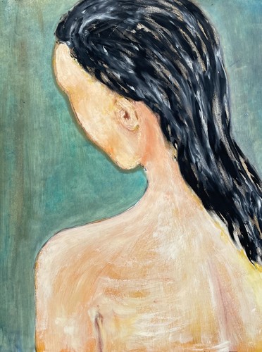 Rückenfrau portrait acryl - rückenfrau,,