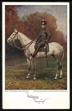 Ansichtskarte Wilhelm von Preußen in Husarenuniform zu Pferd 