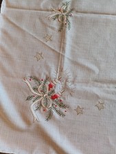 Weihnachtsdecke  Mitteldecke ca. 80 x 80 cm Stickerei  Rot Gold Grün Vintage