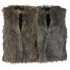 Sublevel Damen  Kunstfell Weste Kunstfellweste Haken-Verschluss Fake Fur
