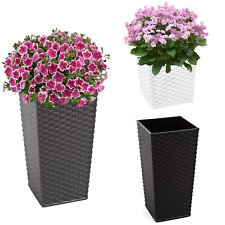 Pflanzkübel Rattanoptik Kunststoff – Quadratisch, Niedrig & Hoch – 3 Farben