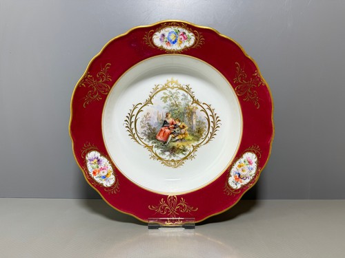 Meissen tiefer teller weinrote - teller,