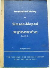 Ersatzteil Katalog Simson Spatz Typ SR 4-1 Original Ausgabe 1969  