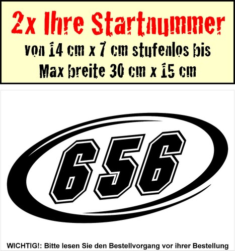 Startnummer zahlen - ×,