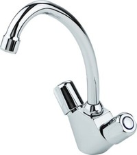 Küchenbatterie chrom Wasserhahn Spüle Zweigriffmischer Spültischarmatur B-Ware