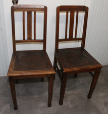 2 alte Stühle mit Ledersitzfläche im  Jugendstil, art decor, Restaurationsobjekt