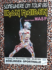 IRON MAIDEN & WASP .. '86 .. somewhere on Tour * ORIGINAL Tour-Plakat * 84 x 60