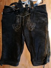 Herren Trachten Kniebund Lederhose mit Trägern ,schwarz, Größe 50/52 ??