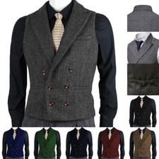 Herren Tweed Doppelbrust Weste