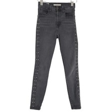Vintage Levi's Jeans Mile High Super Skinny Nieten Damen Cd0 Größe W25 L32