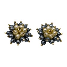 Vintage Ohrclips Perlen Blume