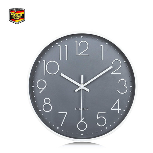 Wanduhr 30cm grau ziffern - wanduhr,