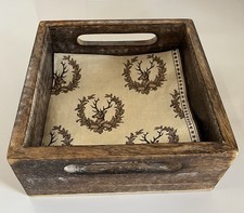 Serviettenhalter Holz Braun Vintage Landhaus Shabby Chic  16x16cm