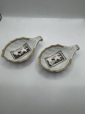 2x Richard Ginori Austernschale „Fiesole“ mit Henkel & Goldrand Made in Italy