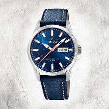 Festina Leder Herren Uhr Sport F20358/3 Armbanduhr blau Klassik UF20358/3