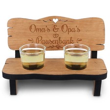 Gravierte Schnapsbank im Oma's