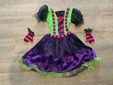  Hexenkostüm Kinder Party Halloween Hexekleid mit Handschuhe, Schwanz, 122