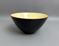 Vintage Schale Schüssel Schwarz Gelb Keramik wie KRENIT Kronjyden Randers 60er