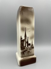 Spritzdekor Keramik Vase mit Landschafts-Motiv in Braun-Tönen 30er Art Déco *TOP