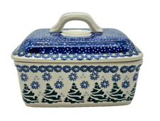 Bunzlauer Keramik Butter-Kästchen - Dekor Tanne - II Wahl