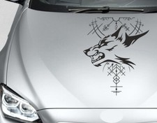 Aufkleber Auto Motorhaube Runen Symbol Wolf Odin Wikinger Nordic Viking 251