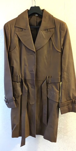Damen leder trenchcoat mantel - damen, leder-trenchcoat