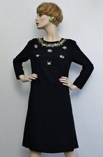 NOS Vintage 60s Coctail Etui Kleid A-linie Pallietten irisierend Blüten gestickt