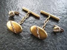 Manschettenknöpfe Gold 585 + Frackknöpfe Gold 585 Jugendstil mit Diamanten