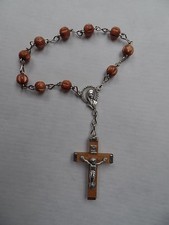  Rosenkranz f Auto-Spiegel  Holz  Autorosenkranz  Rückspiegel 10er Hellbraun