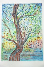 Wilhelm Klußmann Aquarell 2010 sig. Geflüster in den Zweigen 62x44cm N-1526