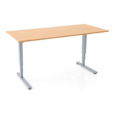 STIER Höhenverstellbarer Schreibtisch elektrisch Doppelteleskop Buche div Breite