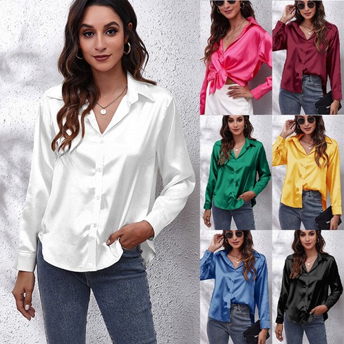 Damen bluse satin - satin, hemden