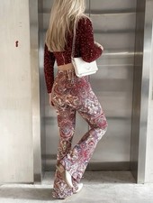 Schlaghose Schlupfhose Hose  Paisley Muster dehnbar Polyester Gr.: M