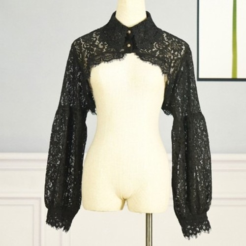 Damen spitzenbolero stehkragen - spitzenbolero,