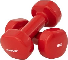 Kurzhantel Set Rot Hanteln Vinyl Stahl Fitness Krafttraining - Tunturi 2x3kg