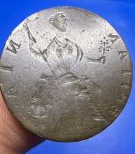 Undatierte (1700er) Half Penny Fehlermünze, Brockage Strike auf Vorderseite.