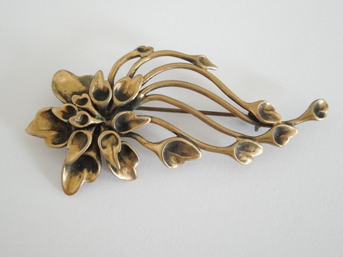Bronze brosche renmoosblüte - bronze,