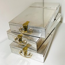 Bank Metall Schliessfach Kassetten Vintage mit Messingverschluss