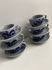 6 x Schönwald Bordgeschirr Kaffeetasse Untertasse Steingut RAR Westerwald