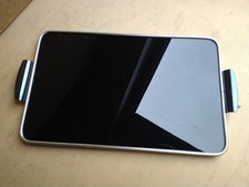 Tablett Tablet DDR schwarz Glas Metall alt 50er servieren shabby Deko 