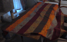 Tischdecke weihnachtlich, Maße 124 x 162 cm, mehrfarbig (rot, orange und silber)