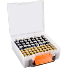 Batteriebox Batterie Organizer 72 Fächer für AA AAA Batterien Batteriebefesti...