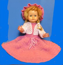 Schildkröt Sprechpuppe Bärbel 58 cm Aufziehstimme  Schlafaugen Zöpfe 60er Jahre